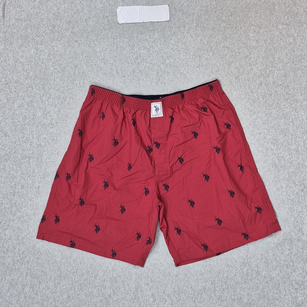 U.S. Polo Assn. Men Shorts L Red Sleepwear Graphic Polo Players Boxer Short NWT